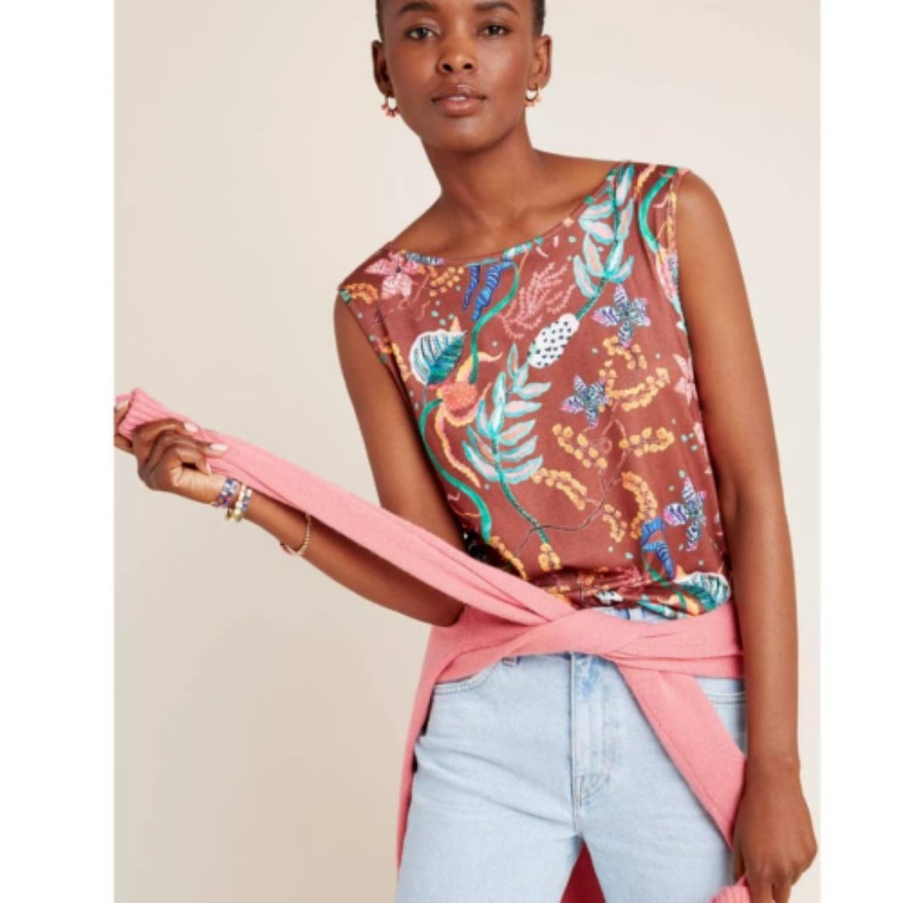 Anthropologie ALDOMARTINS Aimee Botanical Tank Sleeveless Top Floral Size Medium